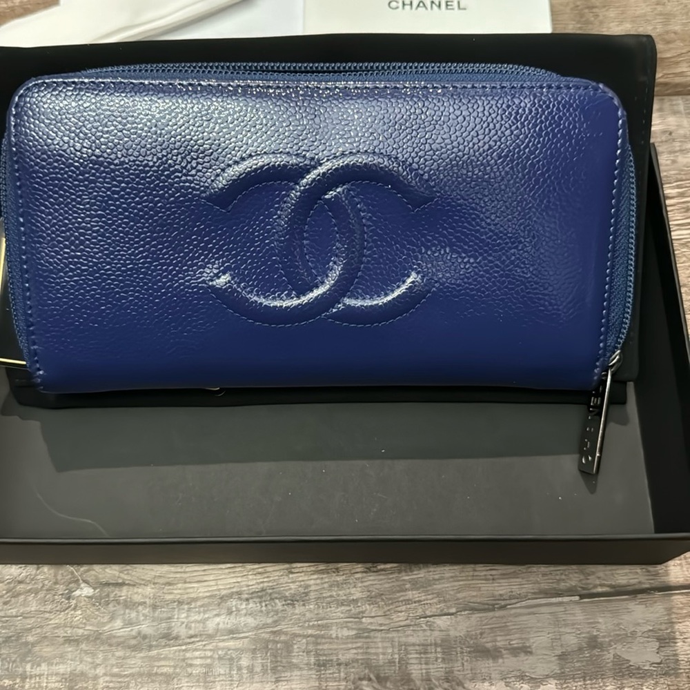 Chanel Blue (looks vivid purple) Gusset zip wallet